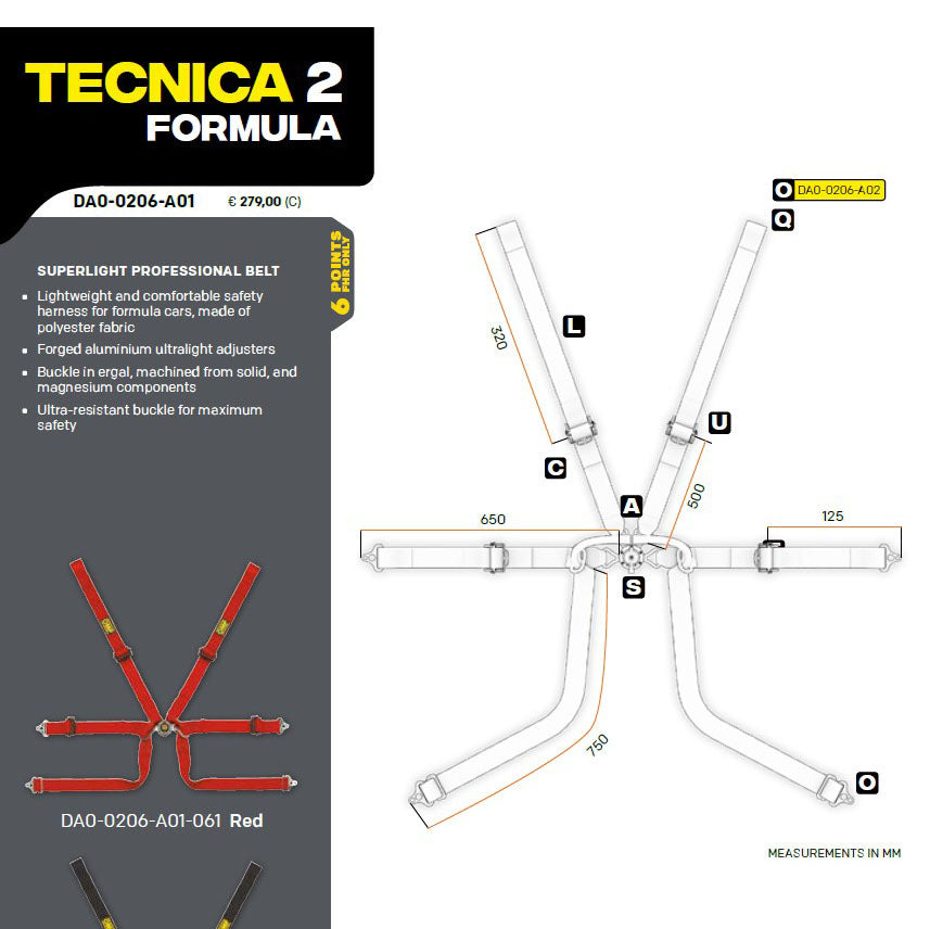 OMP Racing Harness TECNICA 2 FORMULA PULL UP Safety Belts 6-Point FHR FIA 8853-2016