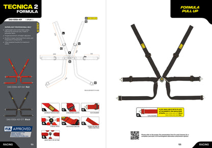 OMP Racing Harness TECNICA 2 FORMULA Safety Belts 6-Point FHR ONLY FIA 8853-2016