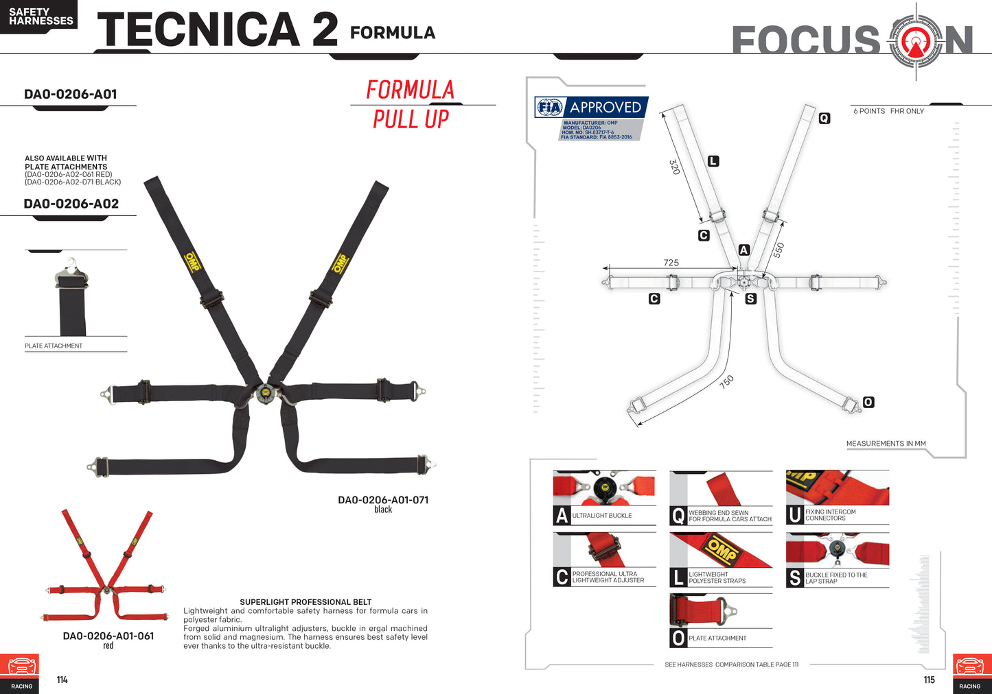 DA0206BHSL HARNAIS DE TRACTION OMP FORMULA 0206B HSL FIA pour VOITURES DE COURSE MONOPLACES