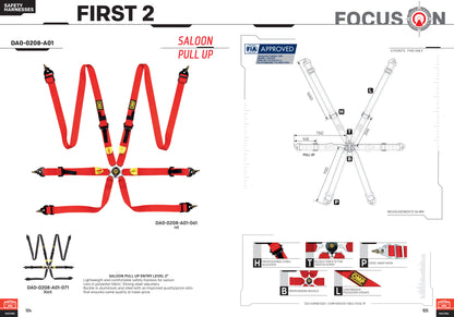 DA0208H HARNAIS OMP PREMIER 2" CEINTURES 6 POINTS RALLYE DE COURSE MOTORSPORT FIA 8853-2016