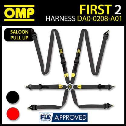 OMP Racing Harness FIRST 2" Pull Up Entry Level Safety Belts 6-Point FHR FIA