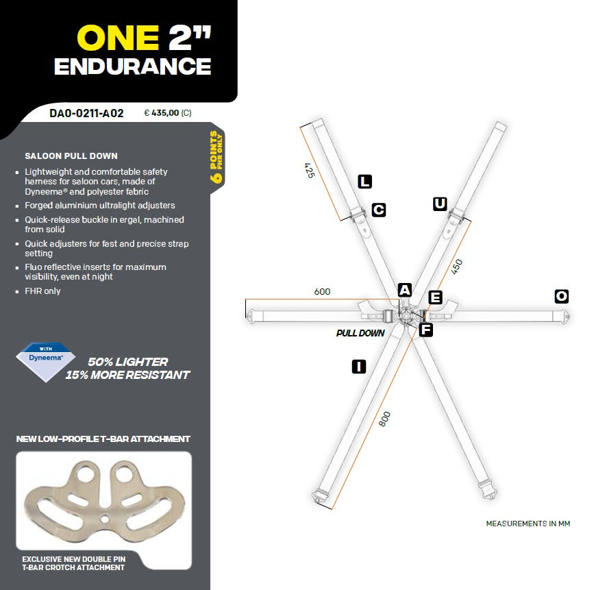 OMP Racing Harness ONE 2" Endurance Pull Down Safety Belts 6-Point FHR FIA 8853