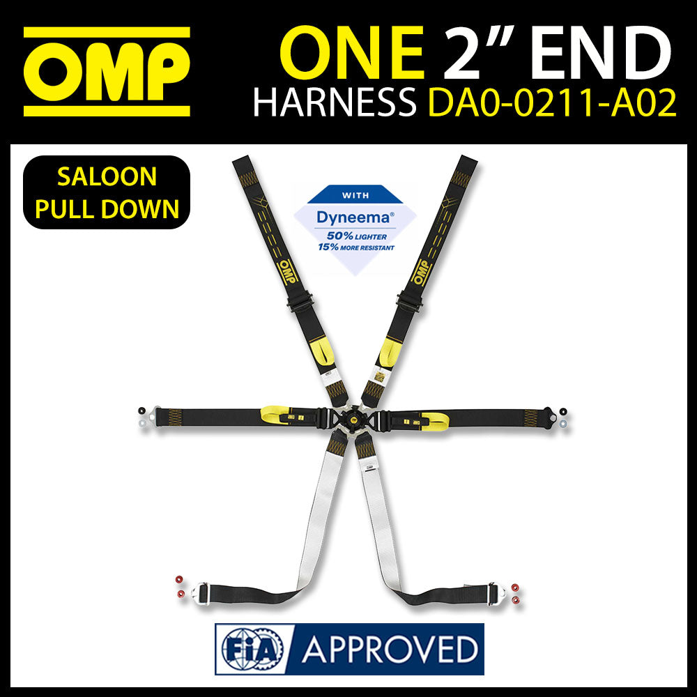 OMP Racing Harness ONE 2" Endurance Pull Down Safety Belts 6-Point FHR FIA 8853