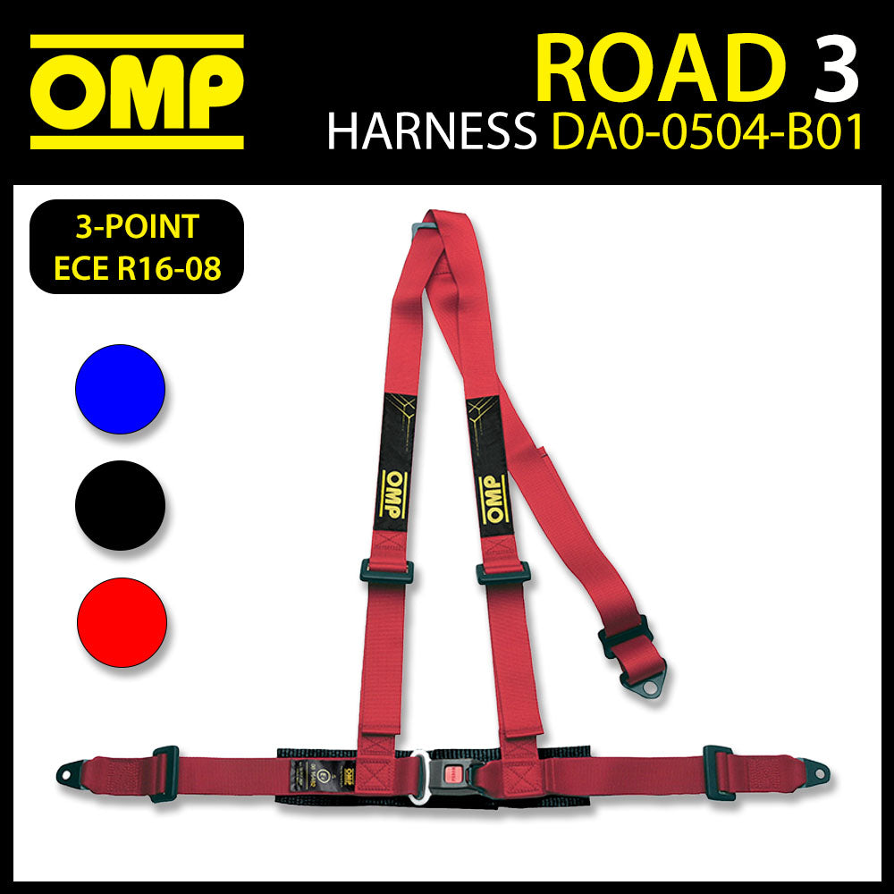 DA0-0504 OMP ROAD 3" Safety Harness 3-Point Road Car Seat Belts ECE R16-08 SPEC