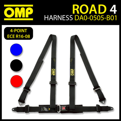 DA0-0505 OMP ROAD 4 Safety Harness 4-Point Road Car Seat Belts ECE R16-08 SPEC