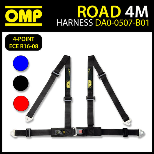 DA0-0507 OMP ROAD 4M Safety Harness 4-Point 2" Seat Belts ECE R16-08 Approved