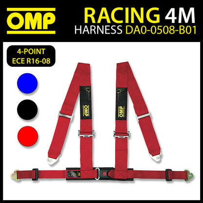 DA0-0508 OMP RACING 4M Safety Harness 4-Point 3" Road Seat Belts ECE R16-08 SPEC