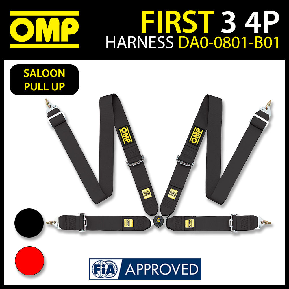 OMP Racing Harness FIRST 3" Pull Up Professional Safety Belts 4-Point FHR FIA