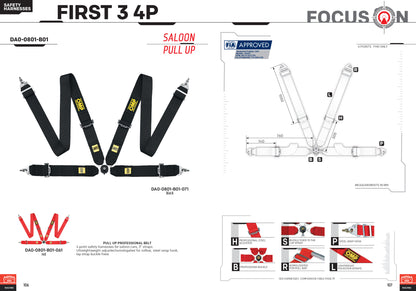 OMP 801F RACING HARNESS HANS FRIENDLY 4-POINT 3" BELTS FIA 8854/98