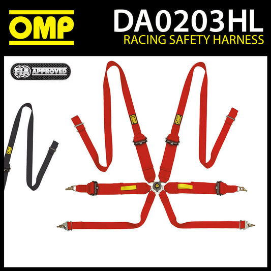 DA0203HL OMP TECNICA 3"+2" SAFETY HARNESS 6-POINT MOTORSPORT RACE RALLY FIA FHR