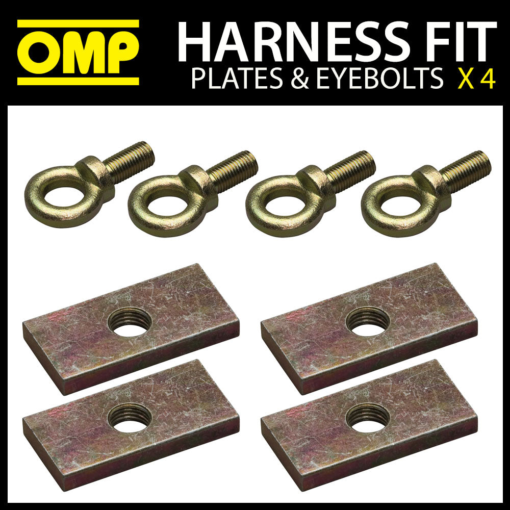 OMP Racing Harness Reinforced Fixing Plates and Eyebolts (Pack of 4) Race Rally