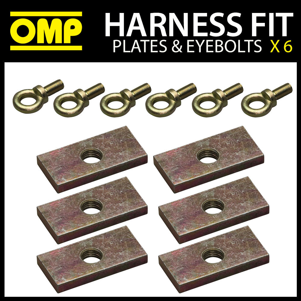 OMP Racing Harness Reinforced Fixing Plates and Eyebolts (Pack of 6) Race Rally