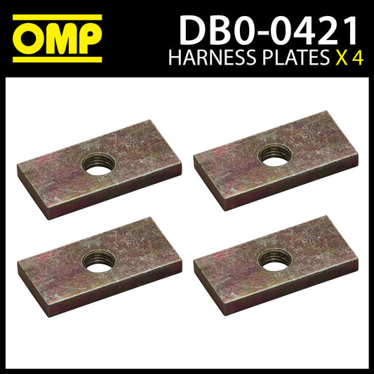 DB0-0421 OMP Racing Harness Reinforced Fixing Plates (Pack of 4) Size 50x25x6mm