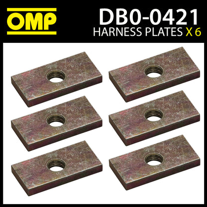 DB0-0421 OMP Racing Harness Reinforced Fixing Plates (Pack of 4) Size 50x25x6mm