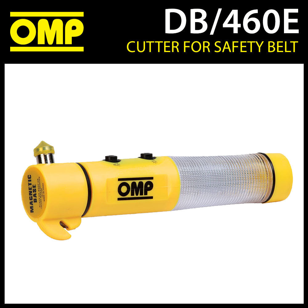 Outil d'urgence de sécurité DB/460E OMP Racing Rally (marteau/lumière/aimant/coupe) OMP