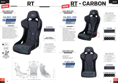 OMP RT Rennsitz Leichtgewicht Fiberglas in Leder/Alcantara FIA 8855-1999