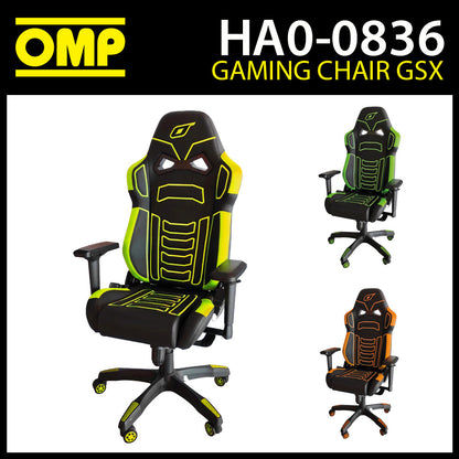 OMP GS-X Gaming Chair Office Seat on Wheels Racing Inspired E-Sports Sim Racing