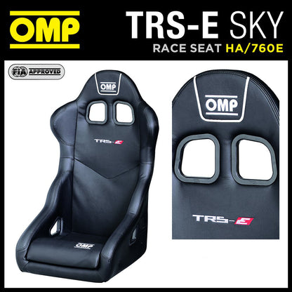 Siège baquet de course OMP TRS-E SKY HA/760E en vinyle noir de type rallye homologué FIA