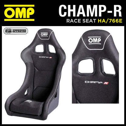 Siège de course OMP CHAMP-R HA/766E en fibre de verre avec revêtement en gel RACE RALLY VELOUR NOIR