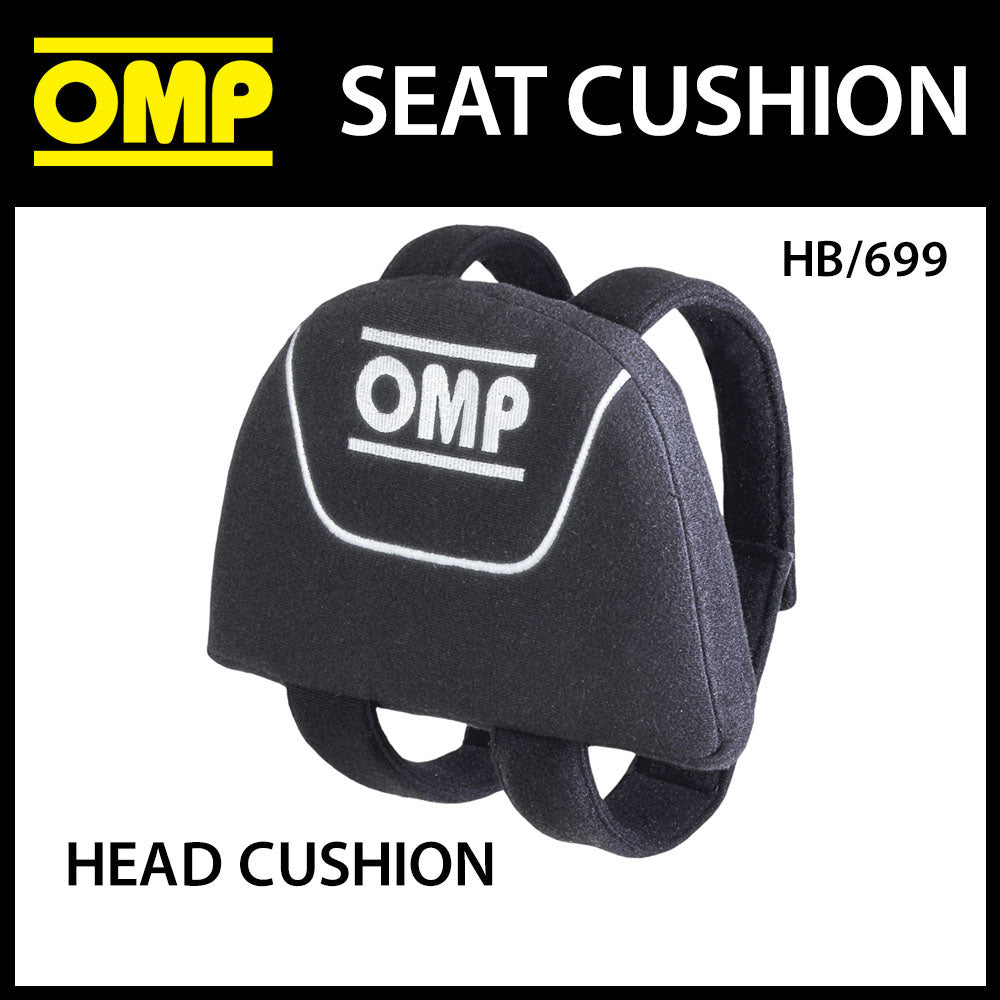 Coussin de soutien de tête/casque pour siège de course OMP HB/699 en noir avec sangles de fixation