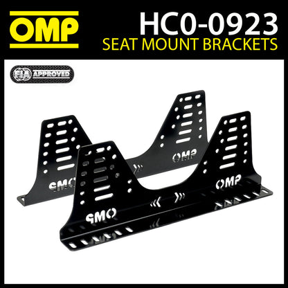 HC/923 OMP Race Seat Side Mount Brackets FIA Steel Low Model 495mm Length Black