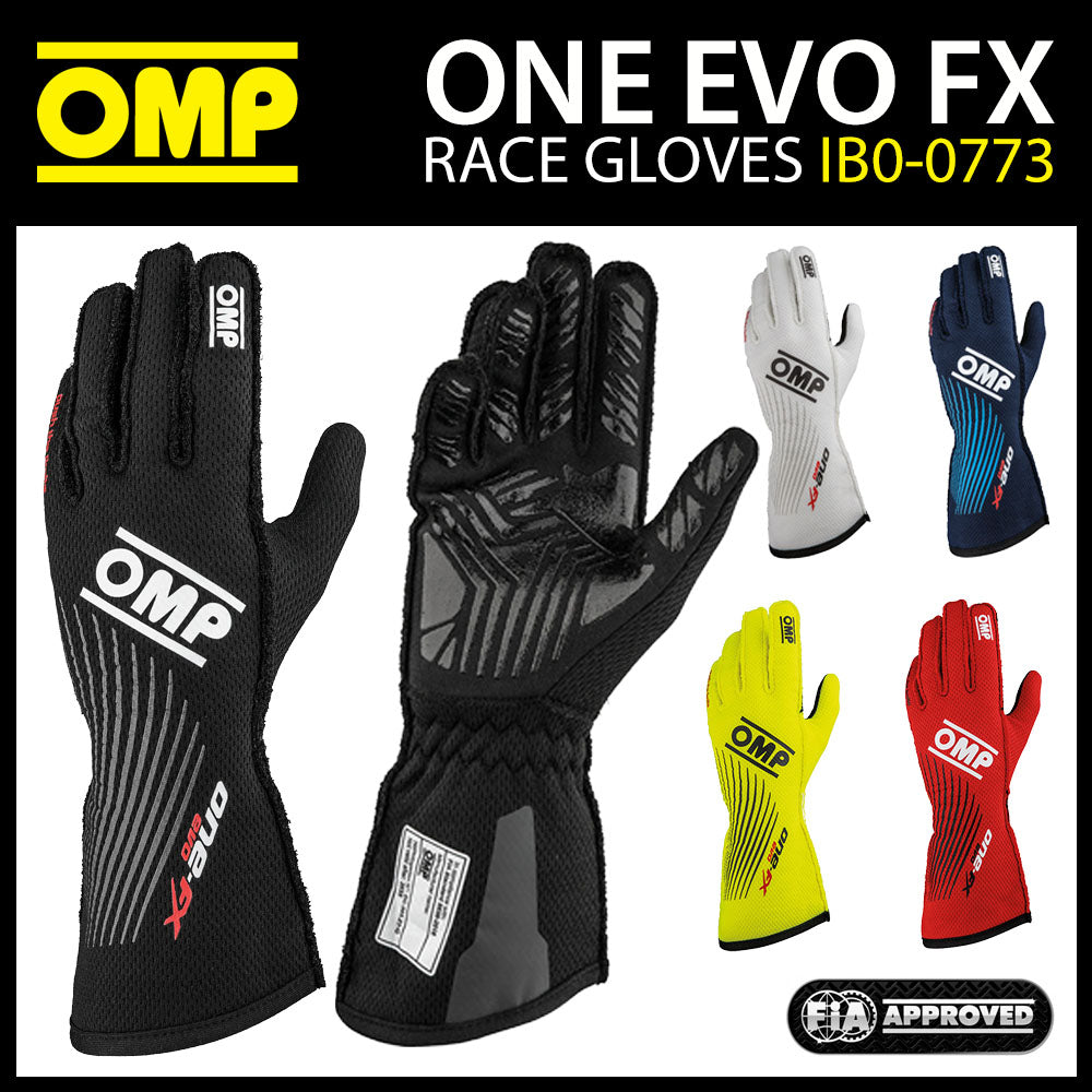 IB0-0773 OMP ONE EVO FX Racing Driver Gloves Fireproof FIA 8856-2018 Race Rally