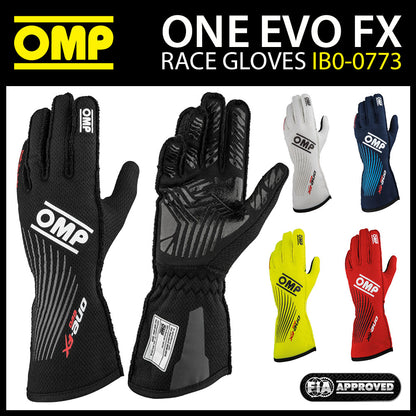 IB0-0773 OMP ONE EVO FX Racing Driver Gloves Fireproof FIA 8856-2018 Race Rally