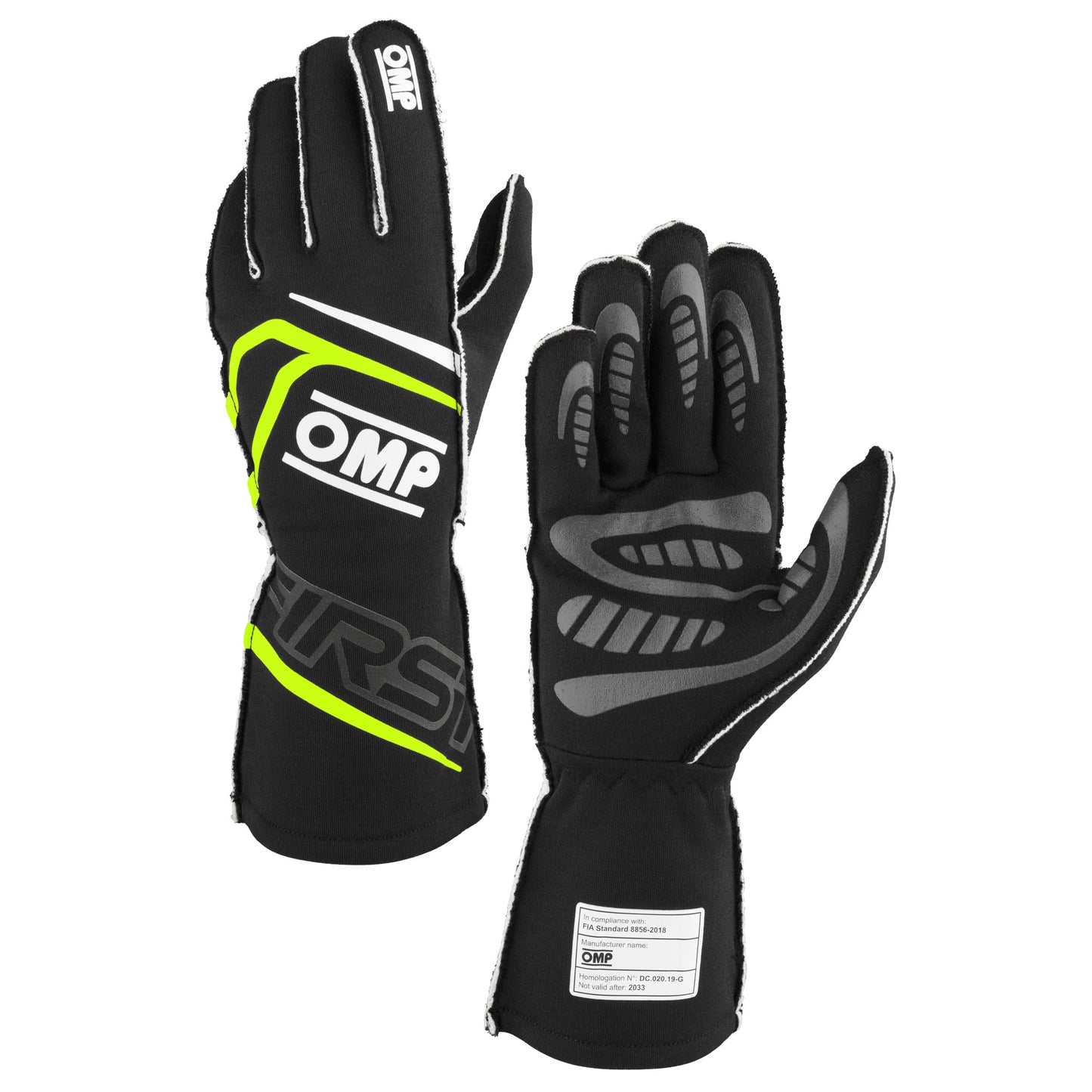 Gants de course OMP FIRST ignifuges FIA Motorsport Race Rally Track Nouveau design