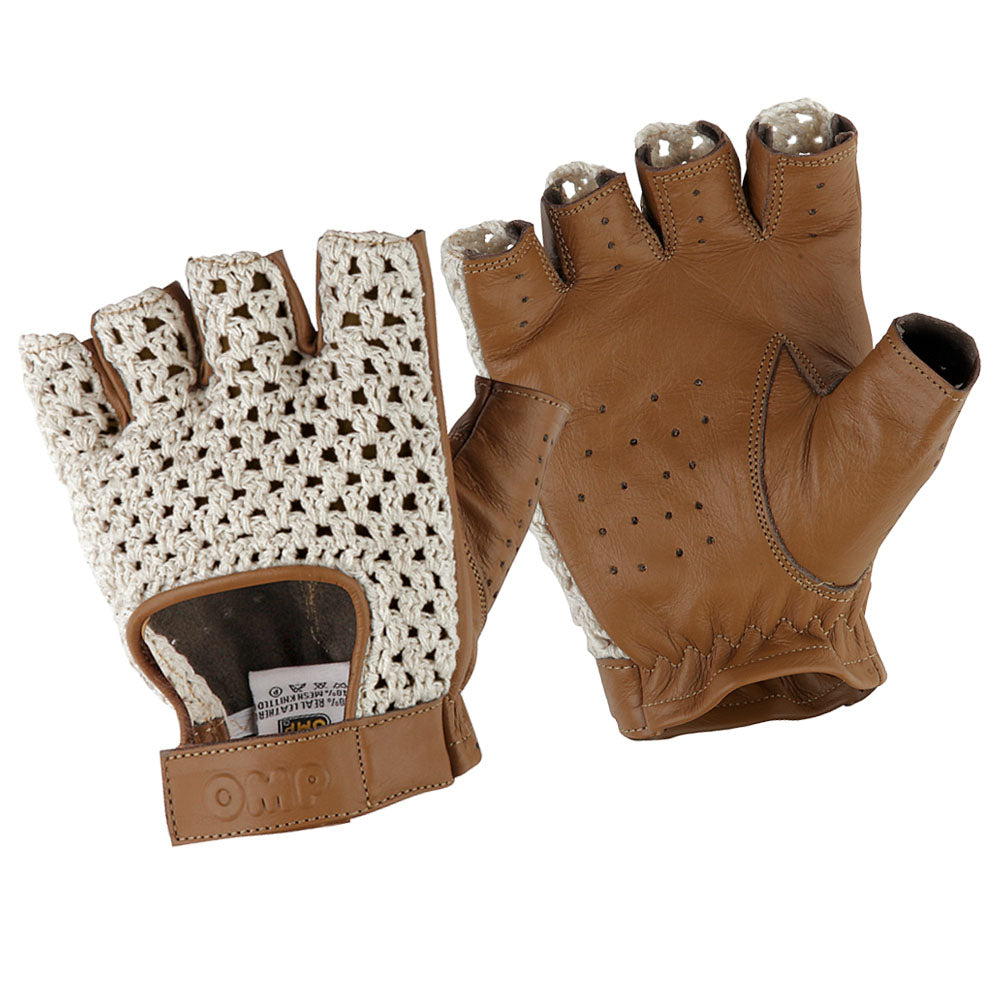 Gants de conduite OMP Tazio Vintage Classic Style rétro court en cuir en 4 tailles