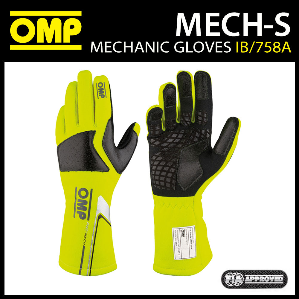 OMP Pro Mech-S Mechanikerhandschuhe, feuerfest, für Rennen, Rallye, Boxencrew, FIA-geprüft