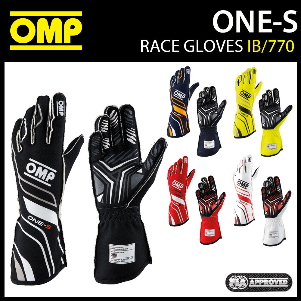 Gants OMP One-S Pilotes de course professionnels Ignifuges FIA 8856-2018 Motorsport