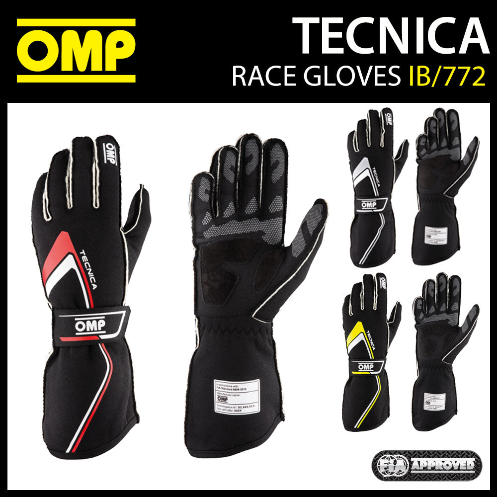 Gants de course OMP Tecnica Evo FIA 8856-2018 ignifuges pour sports mécaniques et rallye