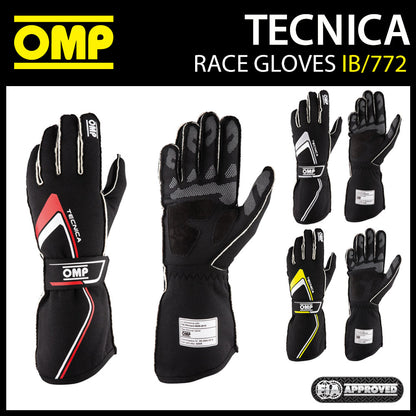 Gants de course OMP Tecnica Evo FIA 8856-2018 ignifuges pour sports mécaniques et rallye