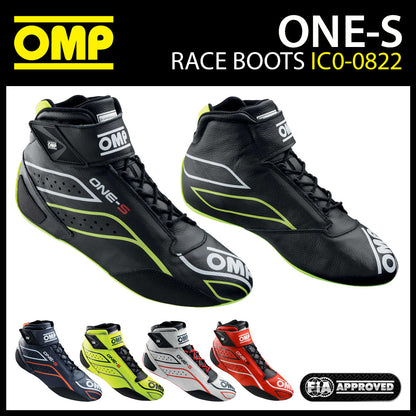 IC0-0822 OMP ONE-S Racing Driver Boots Shoes Fireproof FIA 8856-2018 Race Rally