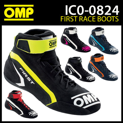 OMP First Race Boots Entry Level Model Leather Fireproof FIA 8856-2018 Approved