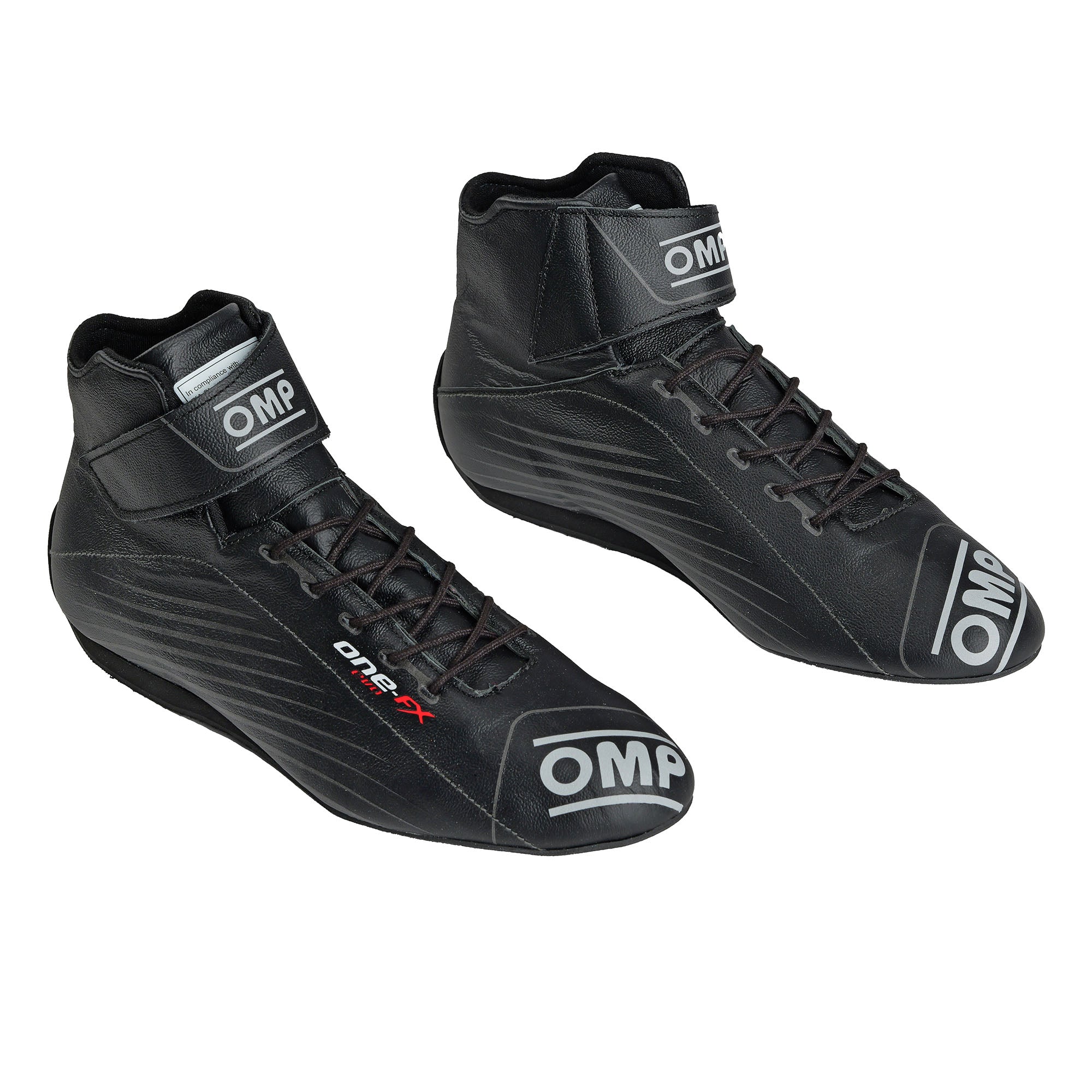 インカム fodsports IC0-0837 OMP ONE EVO FX Racing Boots Black Leather Shoe Fireproof