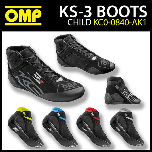 KC0-0840 2026 OMP KS-3 KS3 Kids Karting Boots Boys Kart Shoes Child Youth Sizes