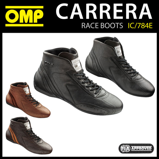 OMP Carrera Vintage Racing Driver Boots Classic Leather Fireproof FIA 8856-2018