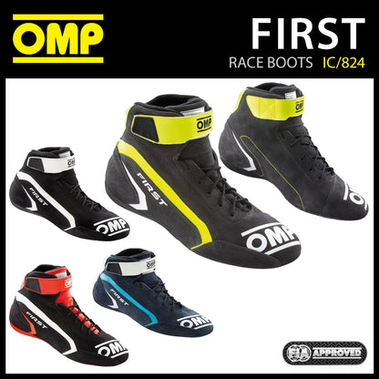 OMP First Race Boots Entry Level Model Leather Fireproof FIA 8856-2018 Approved