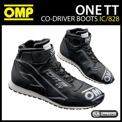 OMP One TT Beifahrerschuhe, Mechanikerstiefel, Leder, feuerfest, FIA 8856-2018 Spec