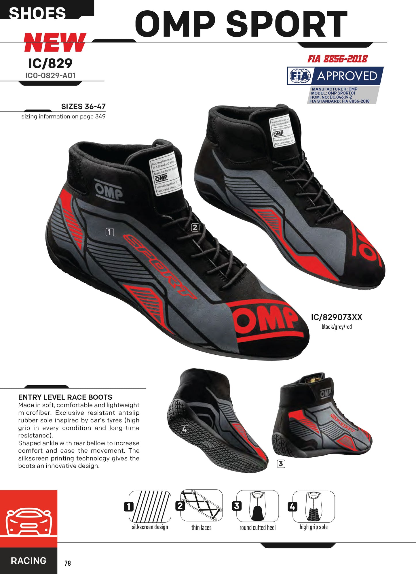 OMP Sport Einsteiger-Rennstiefel Kartrennen Rallye Feuerfest FIA 8856-2018