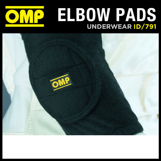 OMP Racing Nomex Elbow Pads Karting (Pair) Black FIA Approved Fireproof OSFM