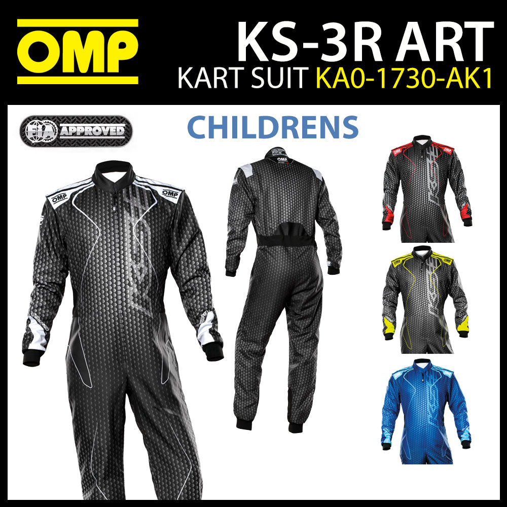 Combinaison de karting pour enfants OMP KS3 KS-3 ART Combinaison junior CIK-FIA Taille enfant 120-160 cm