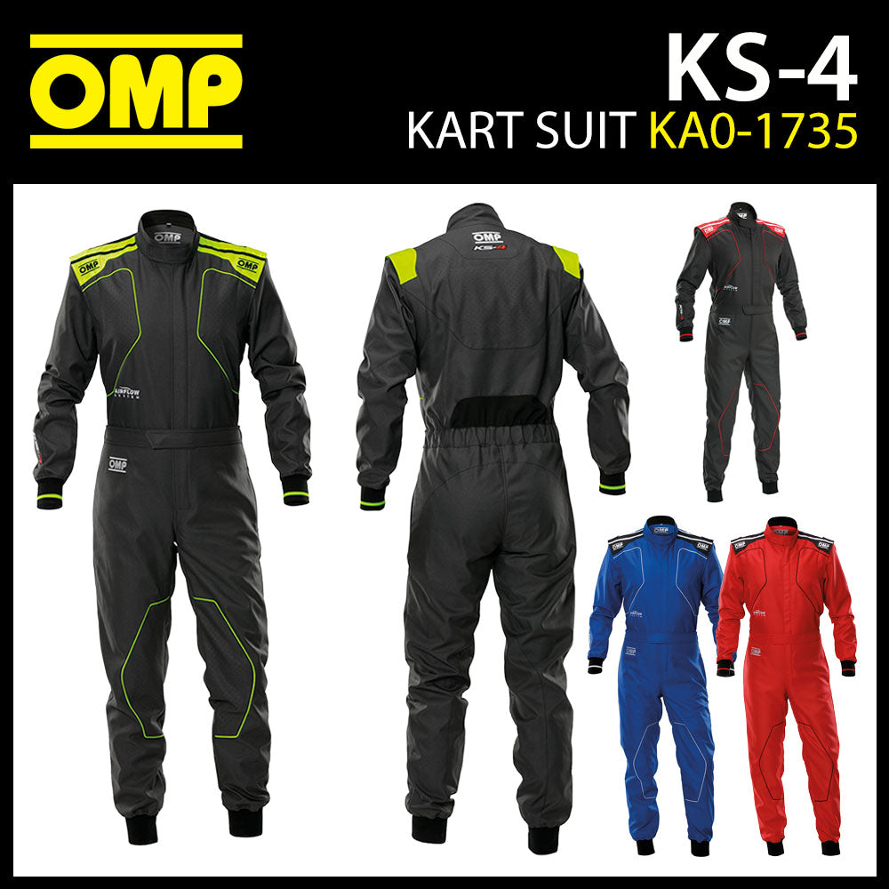 KA0-1735 2026 OMP KS-4 Karting Suit Overalls Latest Entry Level Indoor Beginner