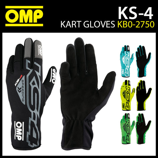 OMP KS4 Karting Gloves KS-4 Indoor Go-Karting Latest Modern Design in 6 Colours!