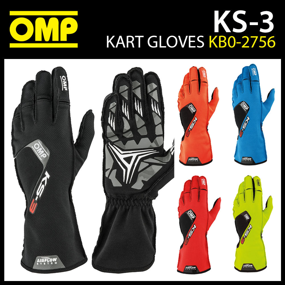 KB0-2756 2026 OMP KS-3 KS3 Karting Gloves Airflow System Breathable High Grip