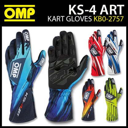 KB0-2757 2026 OMP KS-4 ART Karting Gloves Modern Design with Ultra Grip Palms