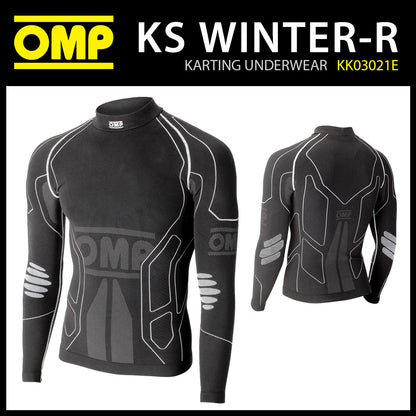 OMP KS Winter-R Karting Langarm Thermo-T-Shirt Kart Base Layer Unterwäsche