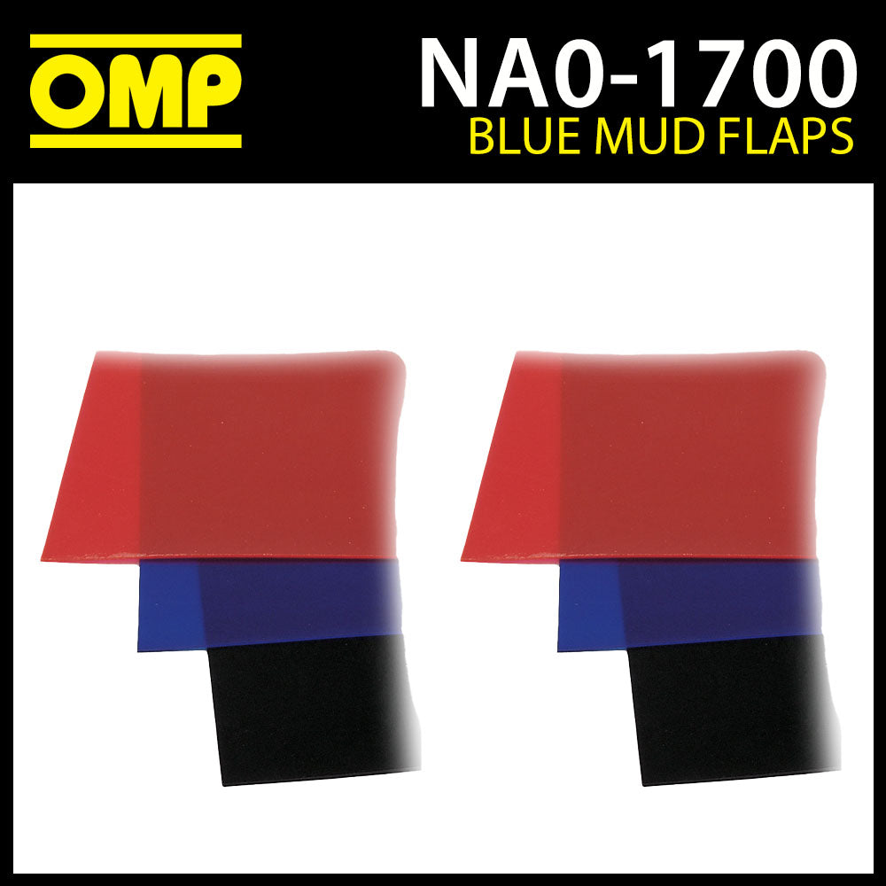 NA/1700/B OMP Racing Rally Mud Flaps 50x30mm in BLUE Polyethylene 1.5mm 1 Pair