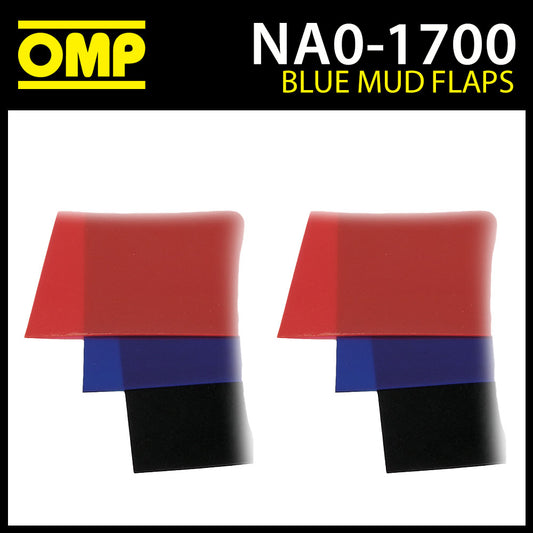 NA/1700/B Bavettes garde-boue OMP Racing Rally 50x30mm en polyéthylène BLEU 1,5mm 1 paire